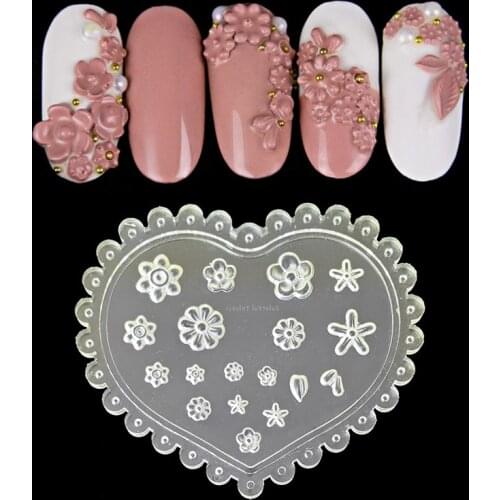 3D UV Gel Acrylic Mold Silicone Carved Template For Nail Art Decoration DIY Polish Tool Silicone Molds Nail Display Template CY