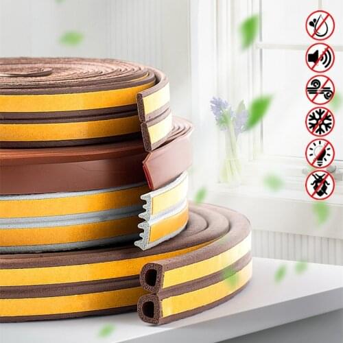 5/6/10/12M Self Adhesive Door And Window Sealing Strip Car Glass Window Anti Collision Rubber Strip Foam Sound Insulation Strip