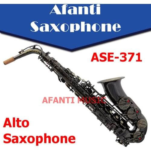 Afanti Music Eb Brass body Black Nickel Gold Alto Saxophone (ASE-371)