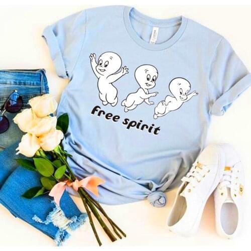 American Fashion Free Spirit Cute Graphic Tshirts Short Sleeve Cotton Casual Tees Unisex Round Neck Printed Aesthetic Summer Top