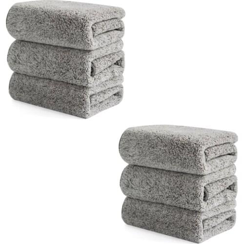 Dish Towel Bamboo Fiber Dish Cloth Thick Kitchen Cloth, Absorbing Water, No Lint, No Oil, Easy to Clean, 6PCS