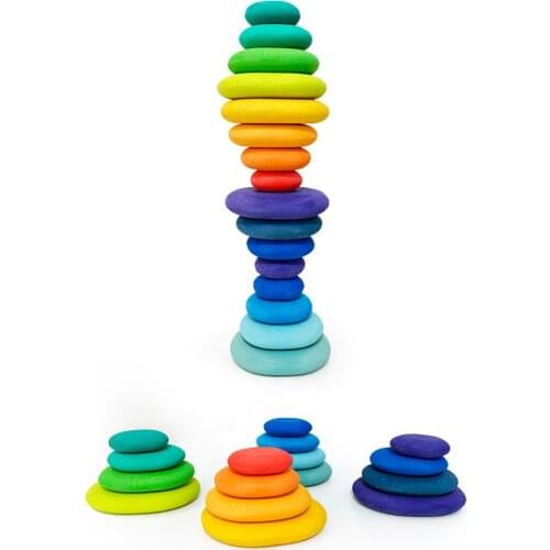 Kids Wooden Toys Rainbow Block Loose Parts Mushroom Honeycomb Droplets Tree cones Cones Creative Building Blocks for Children