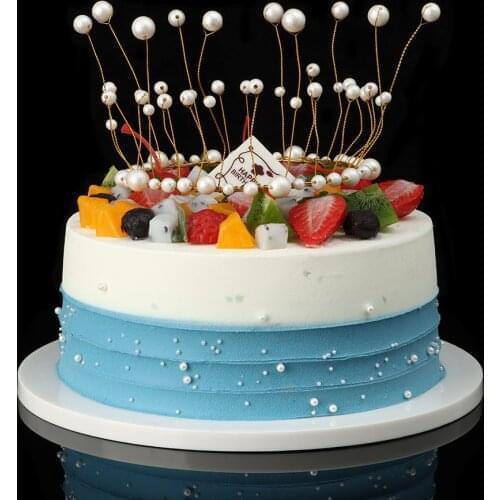 Shiny Pearl Crown Cake Topper Artificial Pearl Headdress Wedding Birthday Cake Topper Dessert Decor Party Cake Decor Supplies