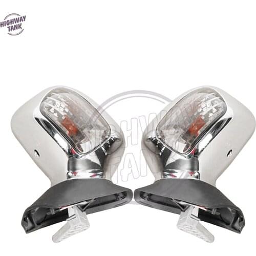 Chrome Motorcycle Rear View Mirrors with Clear Signal Light Case for Honda Goldwing GL1800 2001-2011