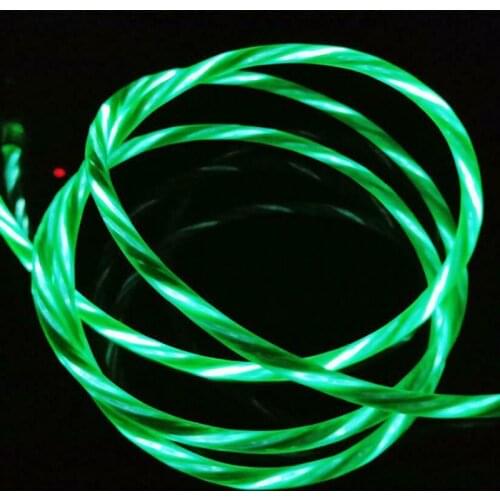 1M 3.3ft Micro USB Type-C Data Flow Syn Light Up Cord Flowing LED Visible Flashing USB Charging Charger Cable for Android phone