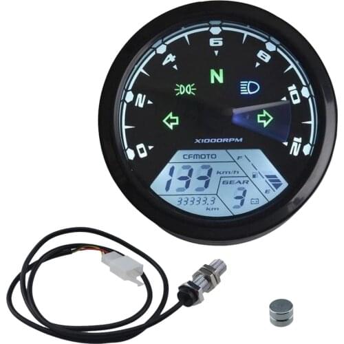 Motorcycle Blue LCD Digital 0-12000 RPM Speedometer Odometer Tachometers Gauges