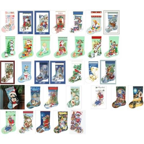 14/16/18/22/25CT sock style Counted Cross Stitch Kit Winter Cabin Chalet Hut Snow Deer and River Brook Creek dim 08976