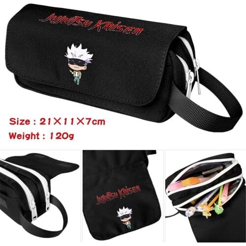 Anime Jujutsu Kaisen Nylon Pencil Case Zipper Student Penbag Cartoon Travel Women Makeupbag Cosmetic Bags Stationery Gift