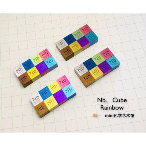 One Set of 8pcs Niobium Cubic Metal Niobium Periodic Table Cube Purity Specification with True Color