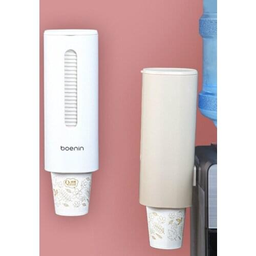 Single cylinder cup holder with lid wall-mounted disposable cup holder home drinking fountain snap-on put paper cup shelf