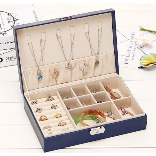 Single Layer Jewelry Box Large Capacity Storage Leather Necklace Earring