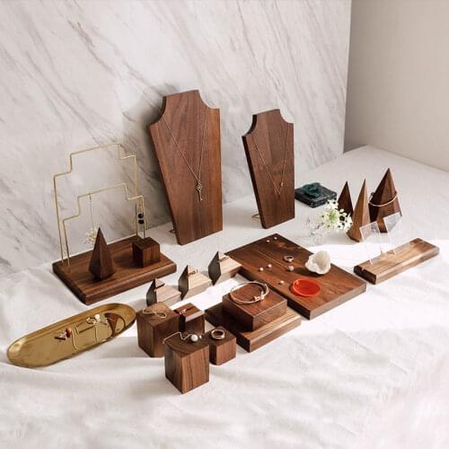 Black Walnut Jewelry Display Holder Earrings Pendant Necklace Ring Bracelets Bangle Display Stand Jewelry Display Rack