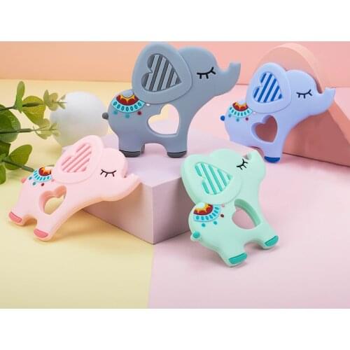 Sunrony 5pcs Elephant Baby Teether Rodent BPA Food Free Silicone Teething Nursing Pacifier Teether