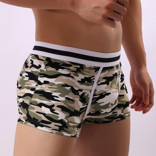 Sexy Underwear Men Boxers Shorts Man Cotton Camouflage Mid-waist U Convex Pouch Underpants Cuecas calzoncillos Marcas S-XL