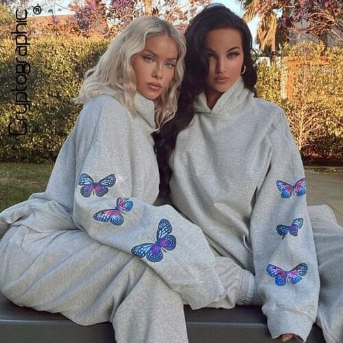 Cryptographic Butterfly Print Sweatshirts Casual Pullovers Womens Sweatshirt Long Sleeve Hooded 2021 Fall Winter Streetwear