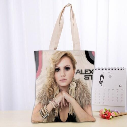 Alexandra Stan Tote Bag Foldable Shopping Bag Reusable Eco Large Unisex Canva Fabric Shoulder Bag Tote Grocery Cloth Pouch 03-03