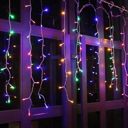 3.5M /5M LED Curtain Icicle String Light 110V/220V Christmas Garland Waterproof Outdoor Wedding Party Garden Decorative Light