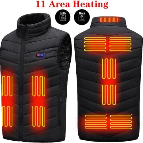 Smart Heating Vest 11 Zones Dual Control Heated Vest Men Women Usb Heated Jacket Thermal Clothing Hunting Vest Winter Heating