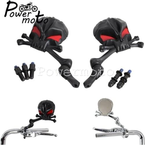 Universal 4“ Tall Skull Mirrors Adjustable Cafe Racer Skeleton Hand Rearview Mirror for Harley Sportster Dyna Touring Chopper