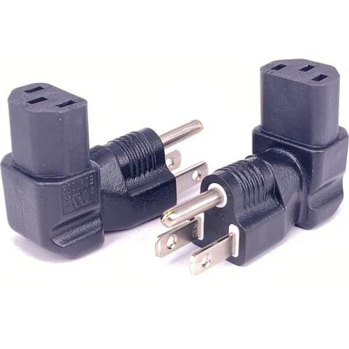 Down Angled US 3 Pins plug to C13 AC power cable plug adapter IEC C13 to NEMA 5-15P Plug Adapter