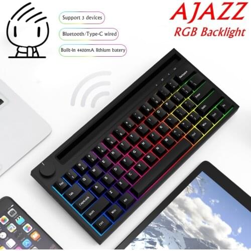 All New Ajazz K620T 62 Key Bluetoth Wireless/USB Wired Dual-Mode RGB Backlit Mechanical Keyboard For PC,Notebook,Tablet,Mobile