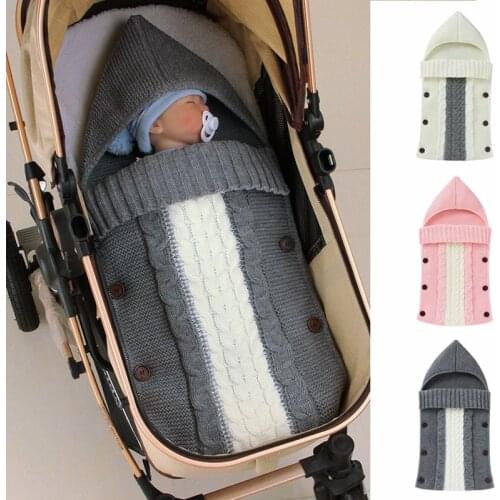 Knitted Newborn Swaddle Wrap Warm Baby Blanket Soft Infant Sleeping Bag Footmuff Envelope For Stroller Accessories Blanket