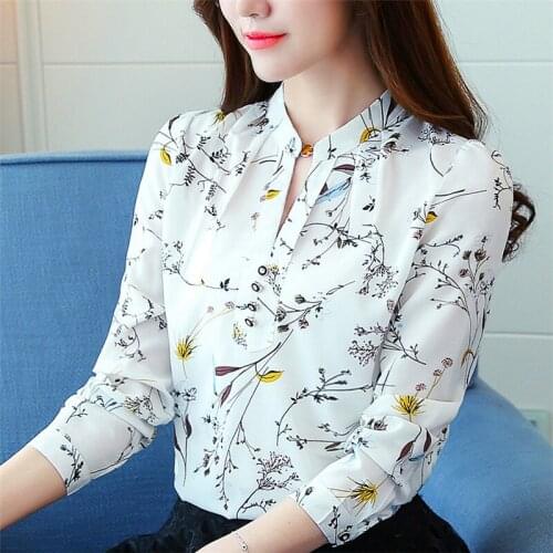 Plus Size 3XL Print OL Blouse Women Blusa Feminina Shirt Fashion Women Blouses 2021 Long Sleeve Chiffon Blouse Shirt Female A83