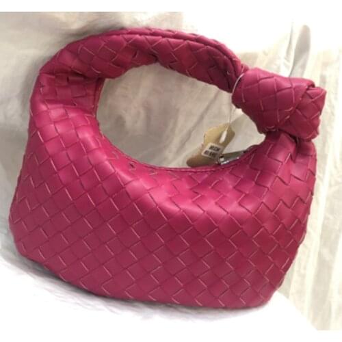 New Fashion Handmade Woven Bag Green Summer Shoulder Bag Lady Crossbody Hobo PU Knotted Handle Casual Handbag