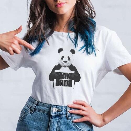Vintage Black Panda Graphic Sleeve Short Women Harajcku Top Tee Animated y2k fashio Personalized Mujer Style Punk New Clothing
