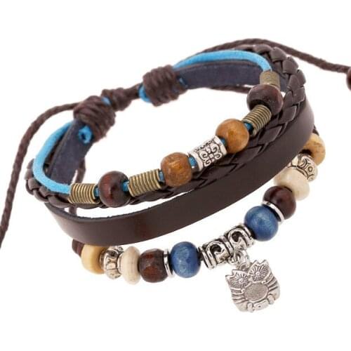 Gnova New Fashion Owl Charm Leather Bracelets Women Hand Made Bracelet Bangle Vintage Vintage Jewelry For Boy Gril