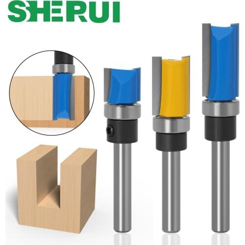 1-3pc 1/4'' 6mm Shank Edge Trimmer Router Bit Woodworking Milling Cutter For Cutting Tool