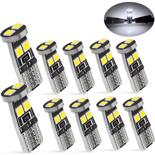 10PCS T10 W5W Led Canbus Car Interior Lights 3030 6SMD 194 168 Auto Reading Dome Light Instrument Plate Lamp Error Free