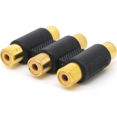 10pcs Gold F to F 3RCA Cable Joiner Coupler Component Adapter