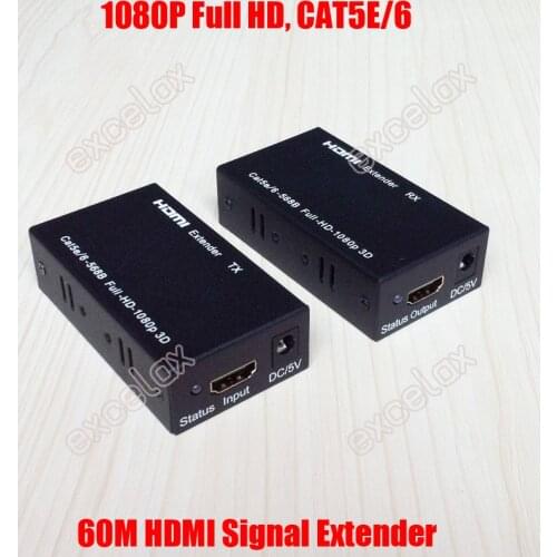 1080P HD 60m Transmission Extender Single Network Cable 3D CAT5E/6 RJ45 HDMI-compatible Audio Video Signal Converter Adapter