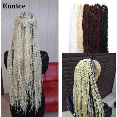 25-32Strands/pack 50g Zizi Long Curly Crochet Braids Ombre Box Braids Synthetic Hair Extensions Zizi Braids Hair Eunice