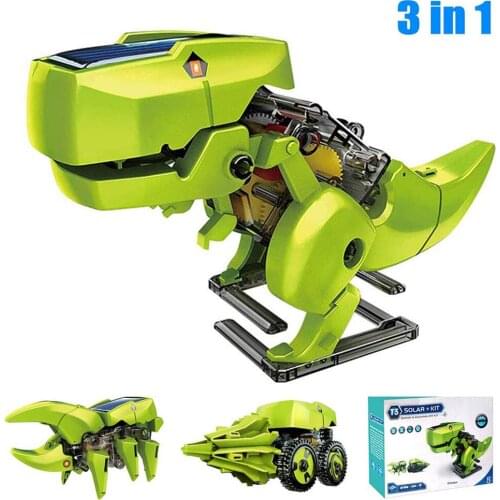 3 in 1 Educational Solar Dinosaurs Robot Building Kit DIY Dinosaurs Solar Powered Robot Educational Toys for Boys and Girls