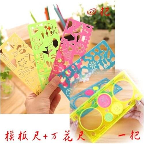 5piece/Set Fashion Kids Educational Toys Spirograph Drawing Sketchpad Board Geometric Ruler