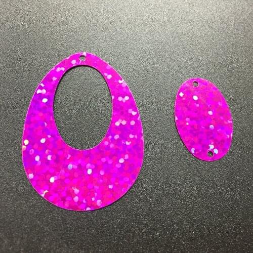 50g 25*40mm Big Size Hollow Egg Drop Oval Shape Sequins Crafts Sewing Garment Accessories Laser Rose Red/ Dark Pink