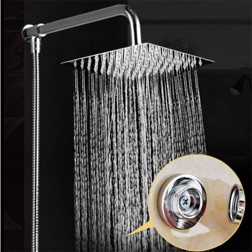 8 Inch Round Square Stainless Steel Ultra-thin Showerhead Bath Rainfall Shower Head Chrome Finish Rain Shower for Bathroom H015