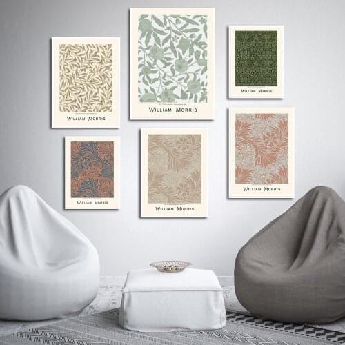 William Morris Abstract Canvas Painting Wall Art Pictures Plants Flower Posters and Prints Stickers for Living Room Home Decor