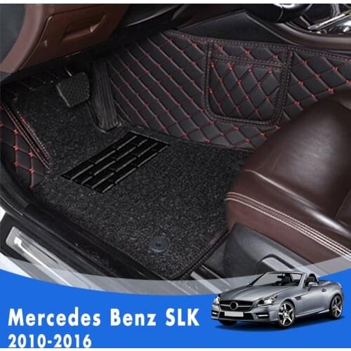 Car Floor Mats For Mercedes Benz SLK 2016 2015 2014 2013 2012 2011 2010 Double Layer Wire Loop Custom Car Accessories Carpets