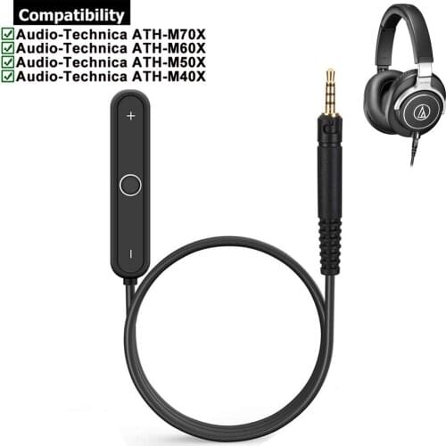 Bluetooth 5.0 Stereo Handsfree A2DP Adapter Receiver for Audio Technica ATH-M50X ATH-M40X ATH-M70X ATH-M60X ATH M70X Headphones