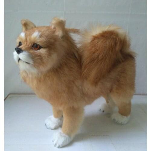 Big simulation brown dog model plastic & furs Pomeranian about 28x24cm 1663