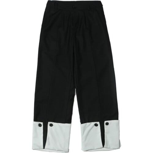 Men Fashion Chic Casual Pants Trousers Elastic Waist Male Patchwork Individuality Spring Streetwear Straight Pant Mens Clothing