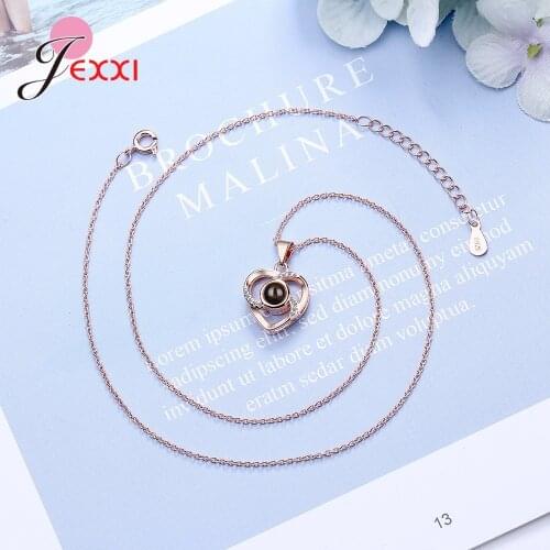 925 Sterling Silver 100 Languages I Love You Projection Pendant Necklace For Women Jewelry Love Memory Wedding Necklace