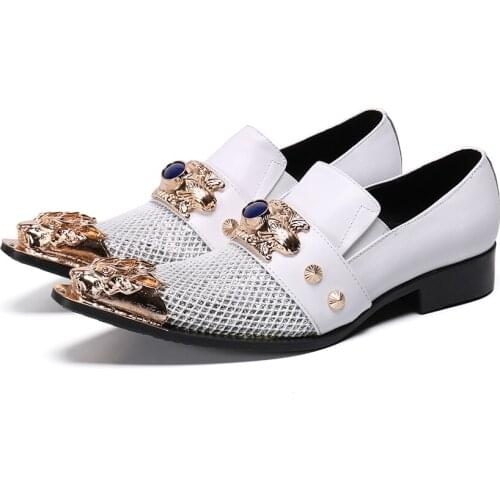 Christia Bella Bullock Carved Pointed Toe Man Big Size Shoes White Genuine Leather Male Party Prom Shoes Man Fashion Dress Shoes