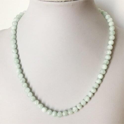 Elegant Light Green Dominican Larimar Necklace Round Natural Gem Stone Choker Wedding Gift for Women Fashion Jewelry
