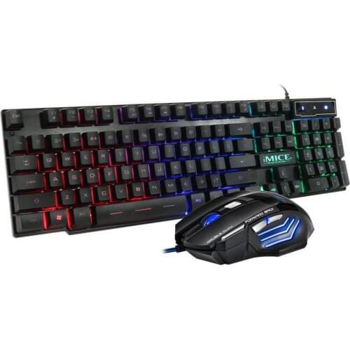 IMICE Keyboard Mouse Set Backlit Multi Colors ABS Waterproof Wired Gaming Keyboard Mouse for Notebook Desktop