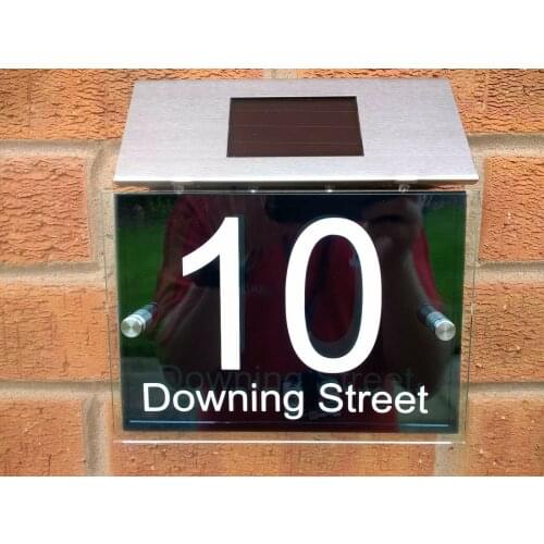 House number Personalised House number sign clear acrylic perspex aluminium Solar Light Door sign