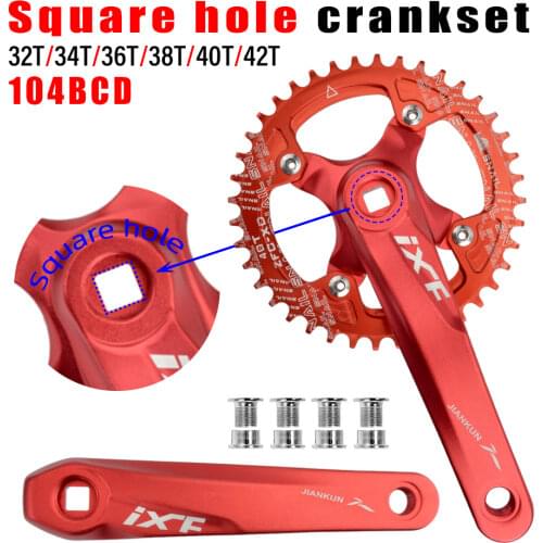 GOLDIX bicycle crank chainwheel 104BCD MTB Bike Crankset Aluminum Alloy With Bottom 170mm crank black 32T 34T 36T 38T plate